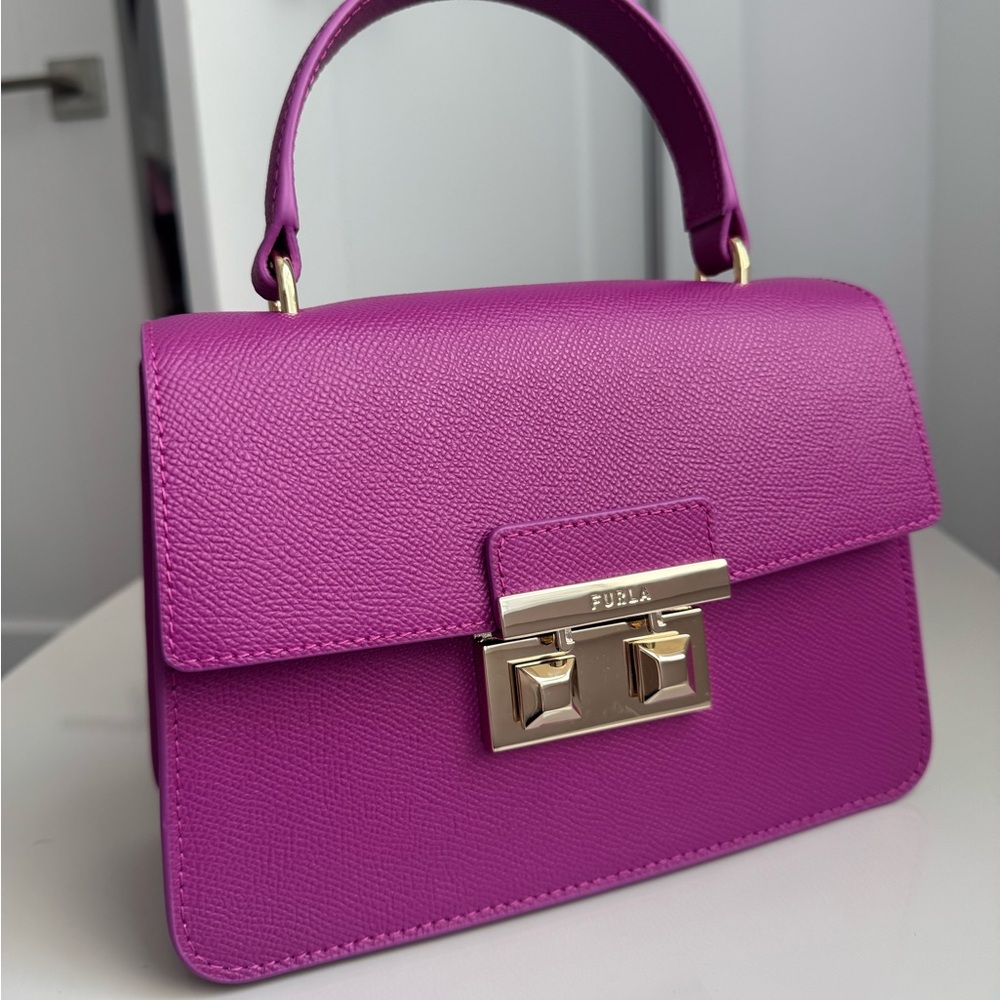 New Furla Pink Mini Bag with Gold Hardware and Top Handle